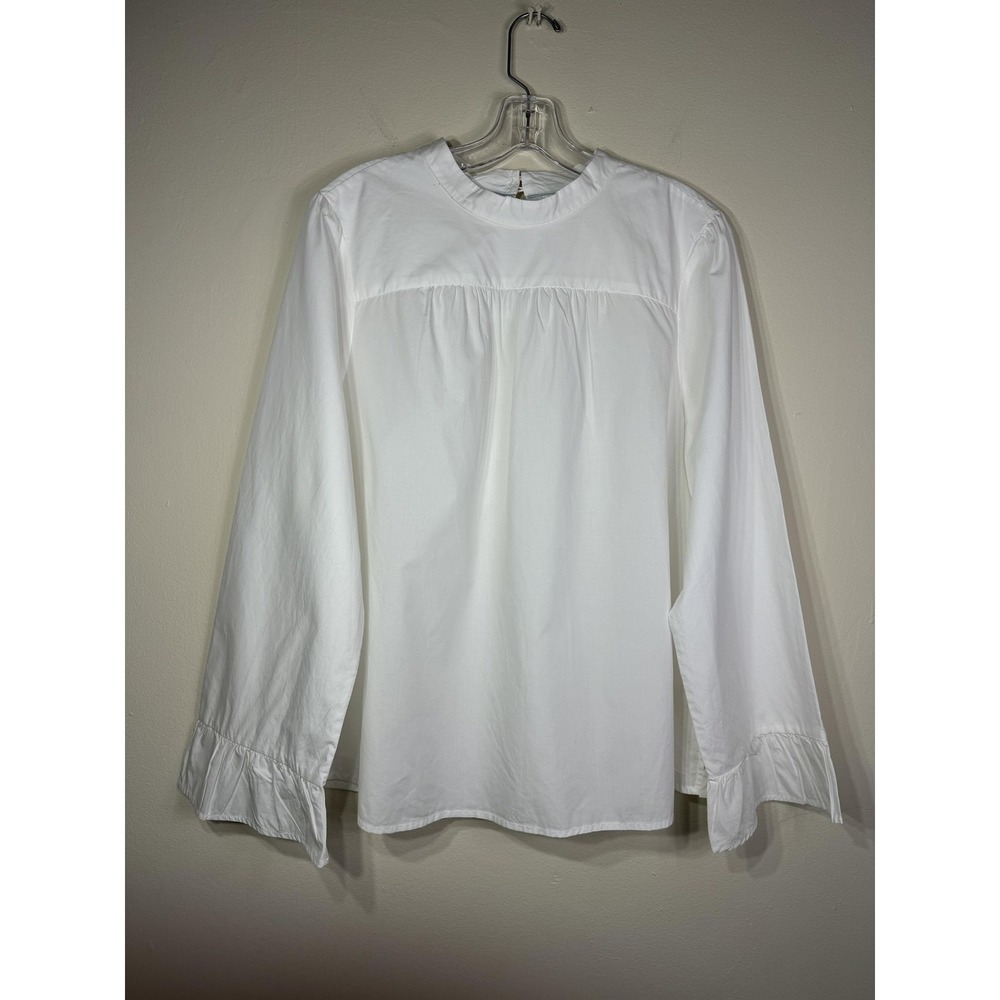 Maeve Anthropologieโ Blouse Womens 14 White Bell Sleeve Top NEW